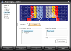 Options, Tab Keyboard, Layouts