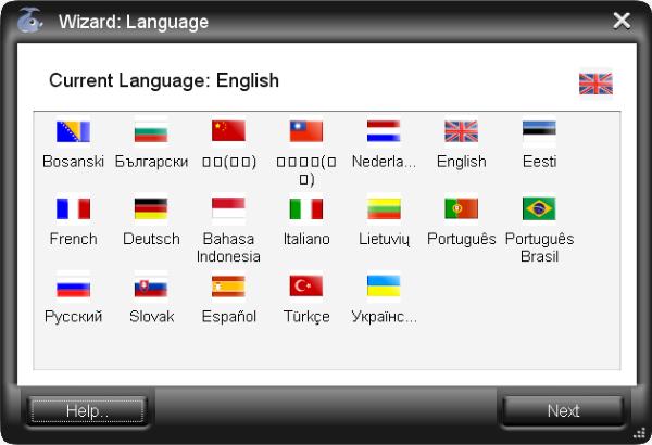 Dialog Wizard, Tab Select Language