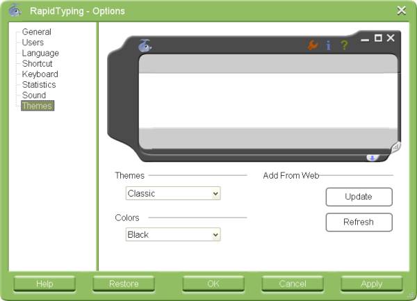 Options, Tab Themes