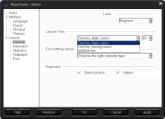 Options, Tab General, Animation