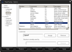 Options, Tab Shortcut