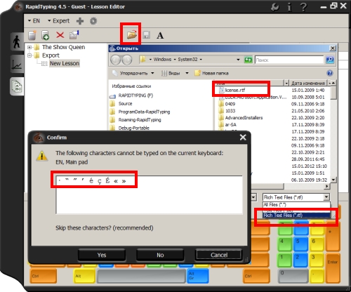 export rtf format