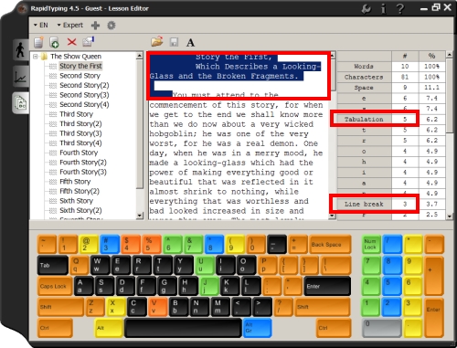 typing lesson editor