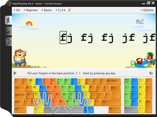 Main typing test window
