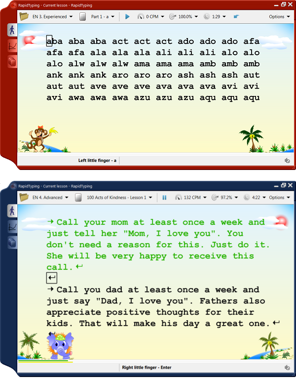 English Typing Lessons Chart