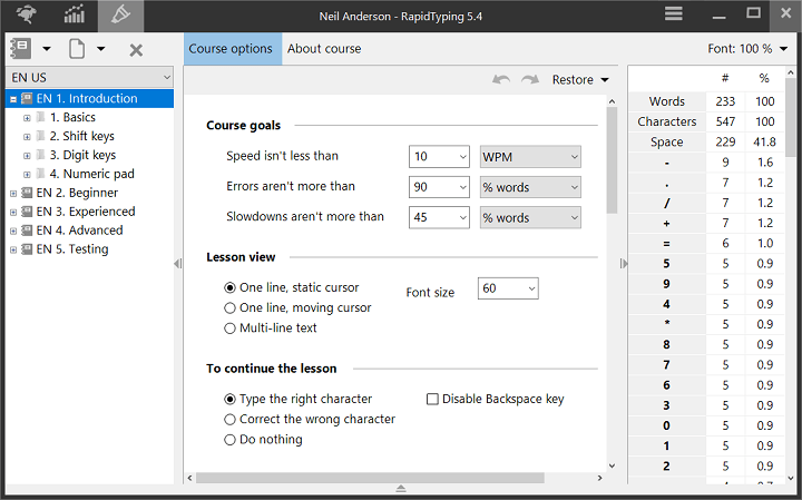 Course options