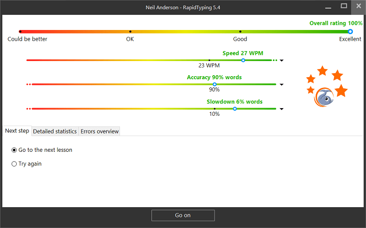 «Results» dialog box