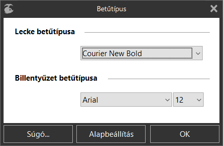 «Betűtípus» párbeszédablak