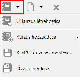 Leckeszerkesztő «Kurzus» menü