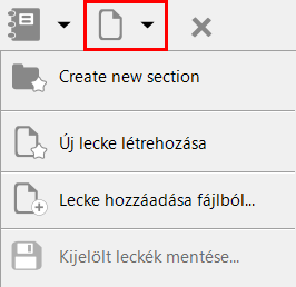 Leckeszerkesztő «Lecke» menü