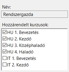 «Csoport tulajdonságai» ablak