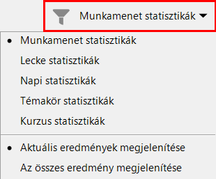 Statisztikák ablak «Megjelenítés beállításai» menü