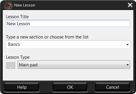 New Lesson Dialog Box