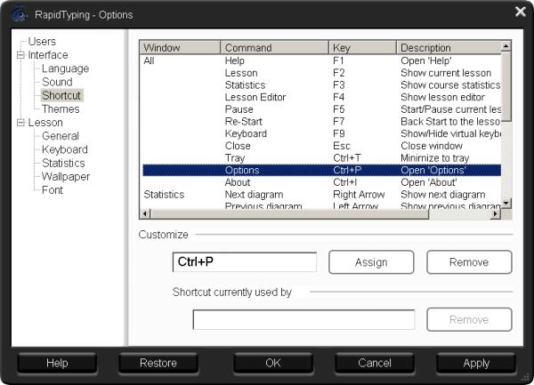 Options, Tab Language