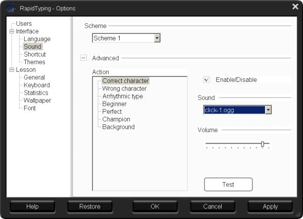 Options, Tab Keyboard, Layouts