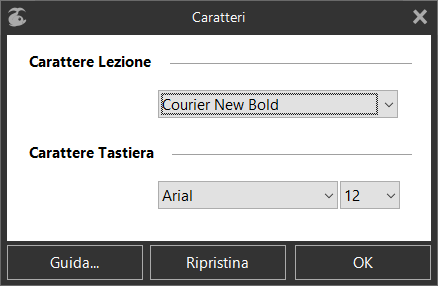 «Tipo di carattere» finestra di dialogo