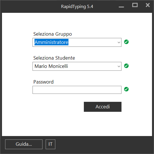 «Accedi» finestra di dialogo