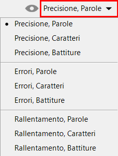 «Unità Precisione della Battitura» menu